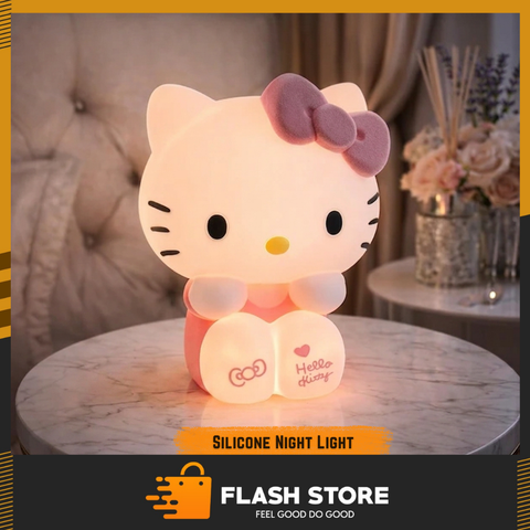 Kawaii Kitty Style Silicone Night Light Soft Warm Glow Touch Control USB Rechargeable