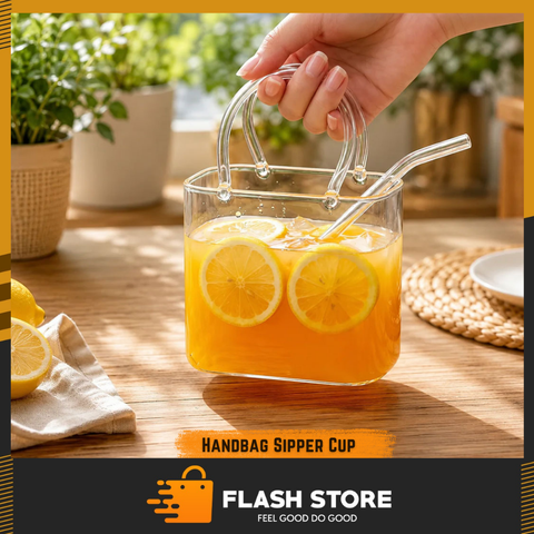 Aesthetic Glass Handbag Sipper Cup with Straw
