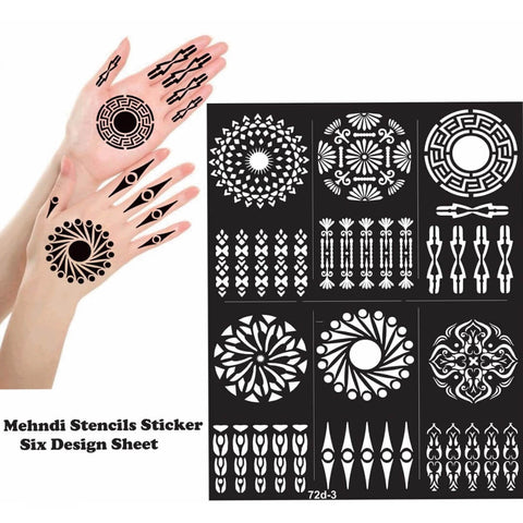 Pack of  06 Mehndi Stencil with Free applicator