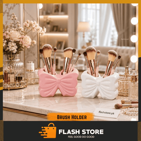 Elegant Bow Multi-Purpose Toothbrush & Makeup Brush Holder Stand