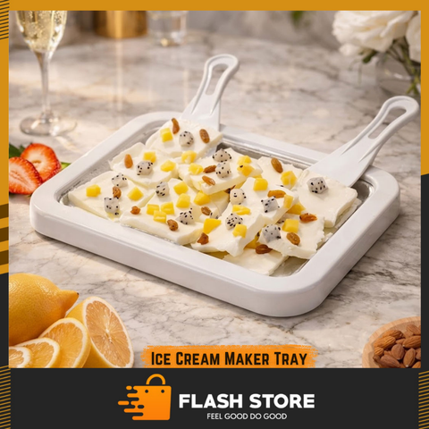 Instant Ice Cream Maker Tray  DIY Rolled Ice Cream Pan with Spatula
