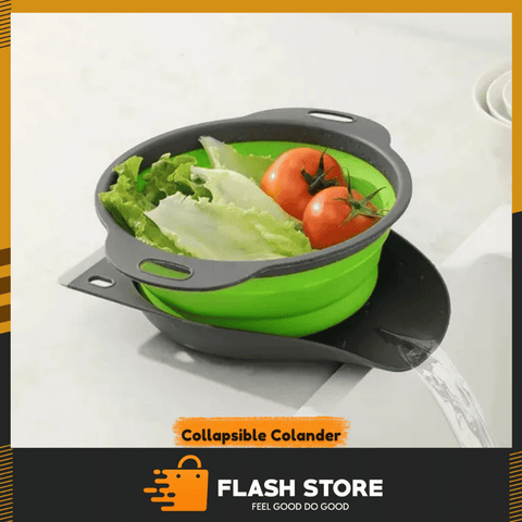 2 in 1 Collapsible Colander Large Self Draining Strainer Set