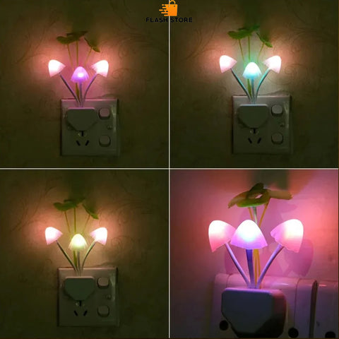 LED Mushroom Night Light With Sensor  Pack of 2