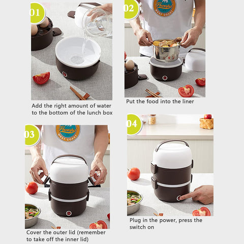 Electric Steamer Lunch Box 2 Layer