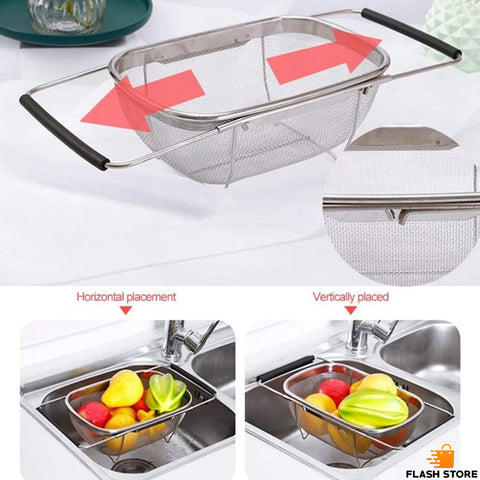 Over The Sink Colander Strainer Basket Stainless Steel