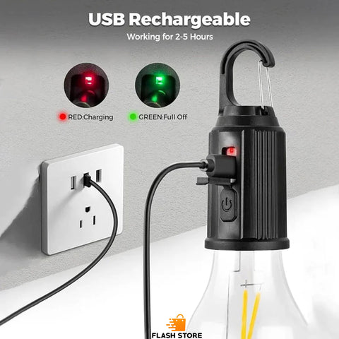Rechargeable Hanging Bulb Light With 3 Modes