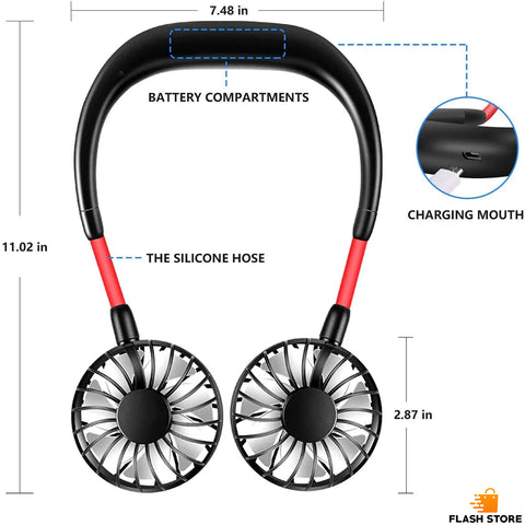 Mini USB Rechargeable Neck Held Colar Fan Portable