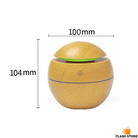 Wood Grain Round Humidifier With LED Light