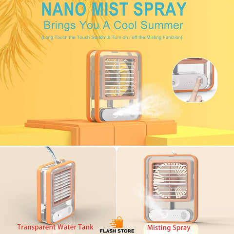 Mini Fan AC Humidifier with LED Night Light