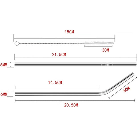 5 Pcs Steel Straws Set Reusable