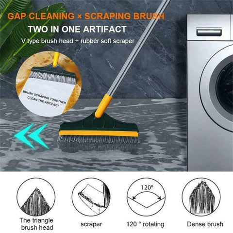 2 In 1 Cleaning Scrub Brush With Long Handle Adjustable V-Shaped