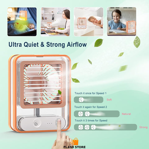 Mini Fan AC Humidifier with LED Night Light