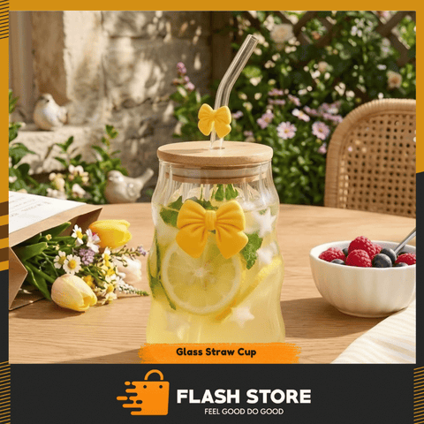 450ML Glass Straw Cup With Lid