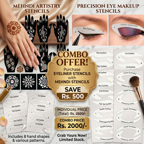 Pack of  06 Mehndi Stencil with Free applicator