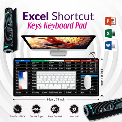 Non Slip Keyboard Pad With Office Software Shortcuts Pattern