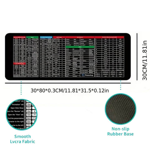 Non Slip Keyboard Pad With Office Software Shortcuts Pattern