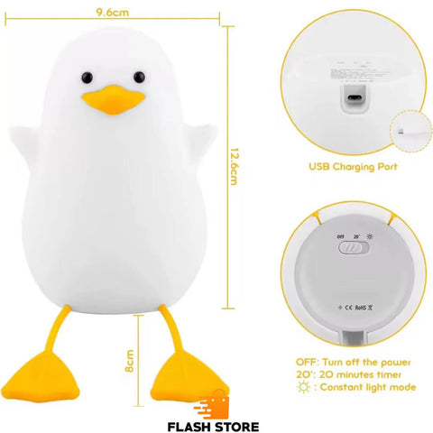 Rechargeable Silicone USB Cute Duck LED Night Lamp