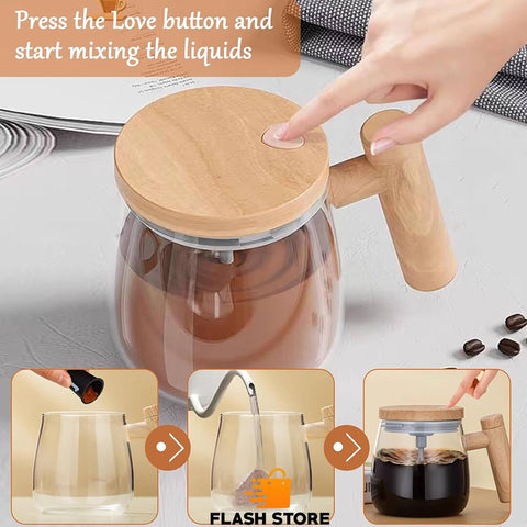 Self Stirring Borosilicate Glass Cup