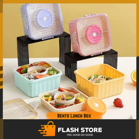 Bento Lunch Box with 3 Compartments | Leakproof Microwave Safe