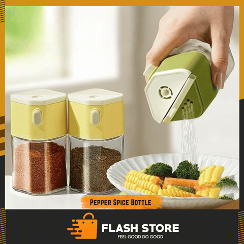 Dual Purpose Salt & Pepper Spice Bottle Glass Seasoning Jar