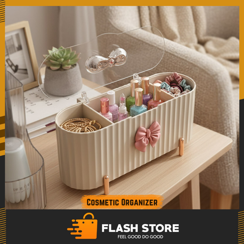 3 Grid Cosmetic Storage Box With Lid