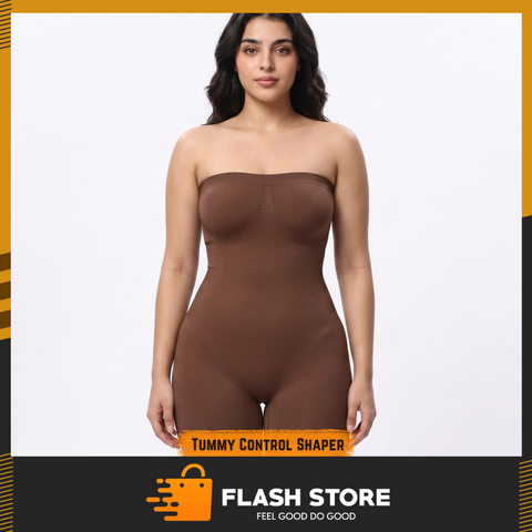 Full Body Strapless Tummy Control Shaper – Brown