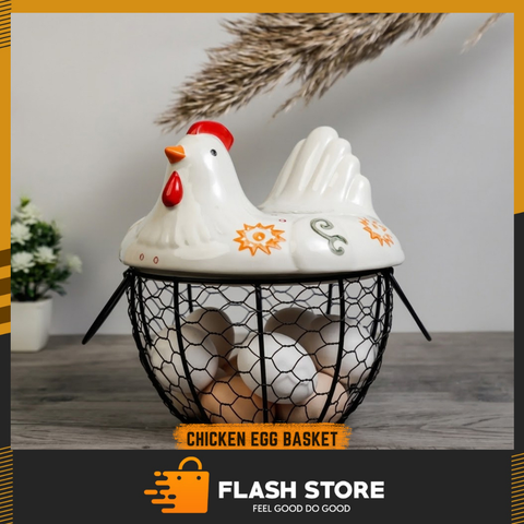 Hen Shaped Egg Basket With Lid | Ceramic Chicken Egg Holder